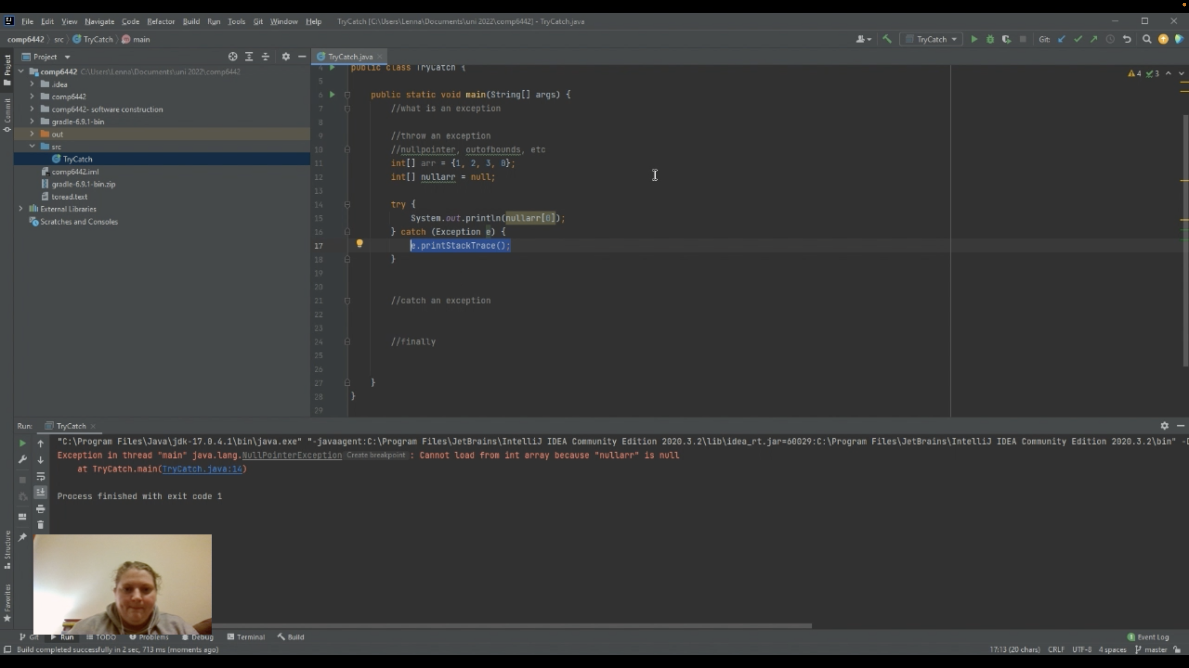 22S2 try catch for java exceptions – Lenna Nicholson